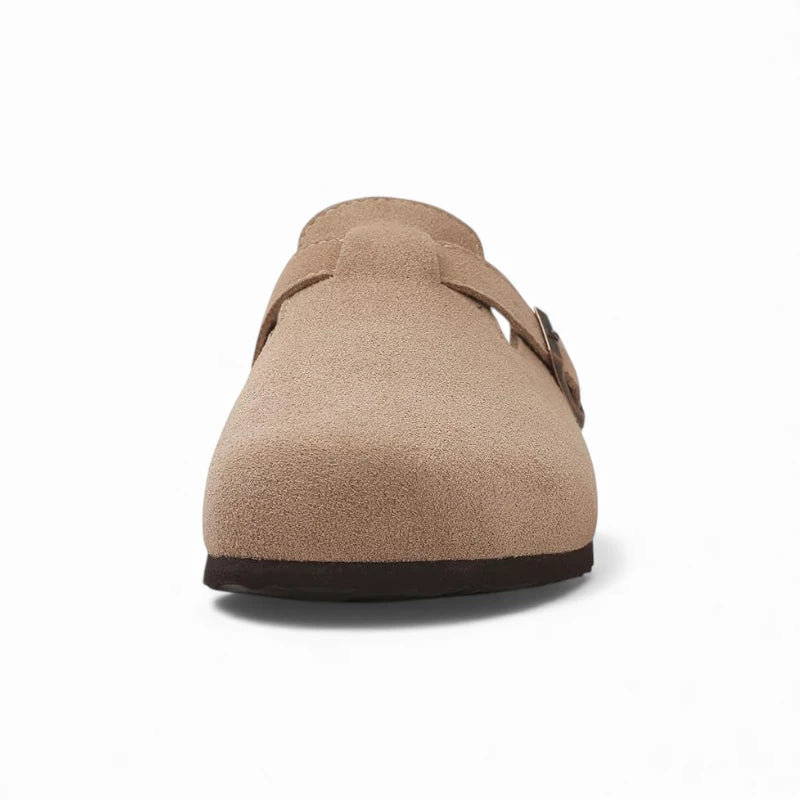 Mules Sabots Beiges en Cuir Femme