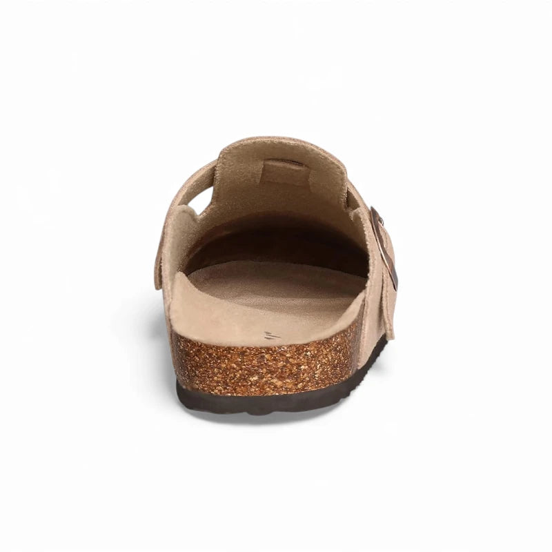 Mules Sabots Beiges en Cuir Femme