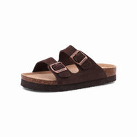 Mules Double Bride Marrons Foncées