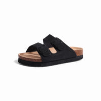 Mules Double Bride Plateforme Noires