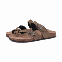 Mules Double Bride à Maintien Orteil Marrons