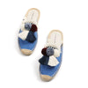 Mules Espadrilles Bleu à Pompons