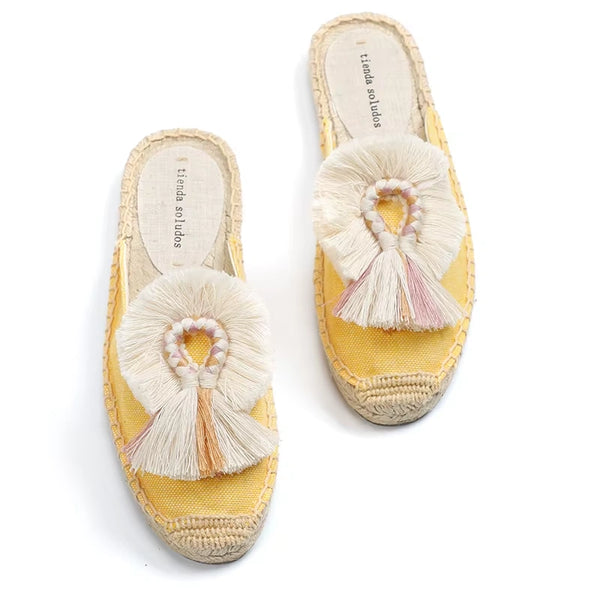 Mules Espadrilles Jaune Tressées