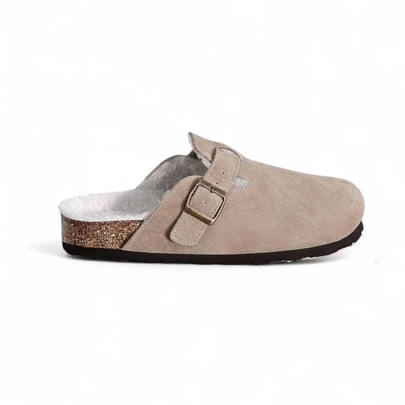 Sabots Hiver Beige Femme en Daim