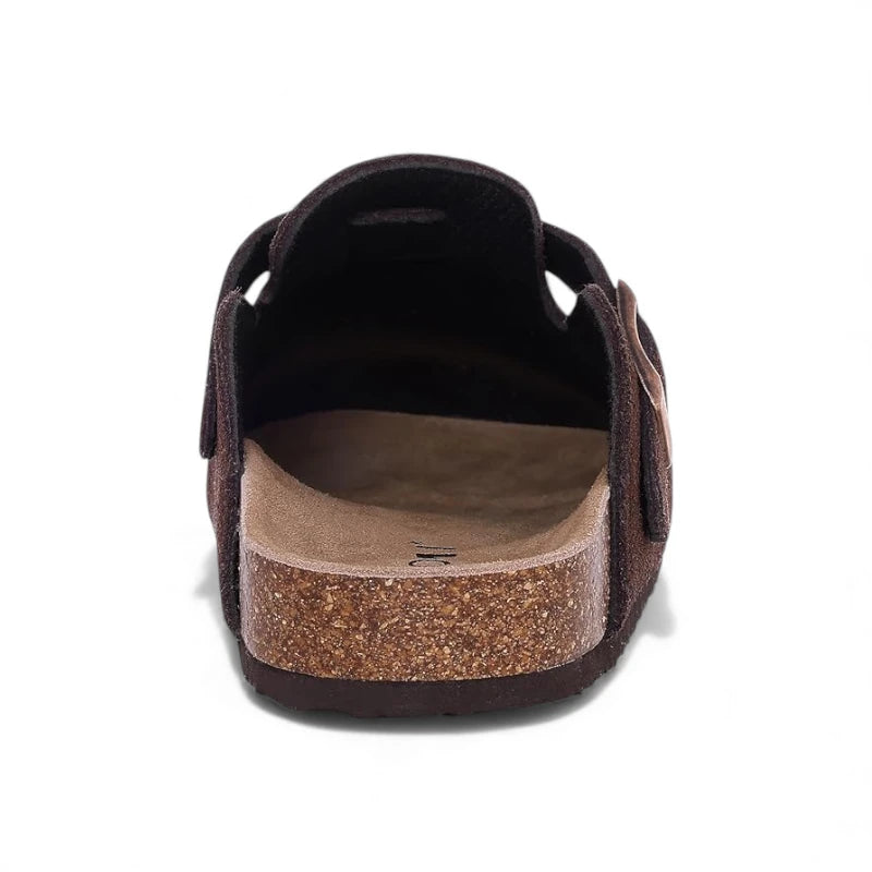 Sabot marron arrière découvert plantaire composite beige attache latérale