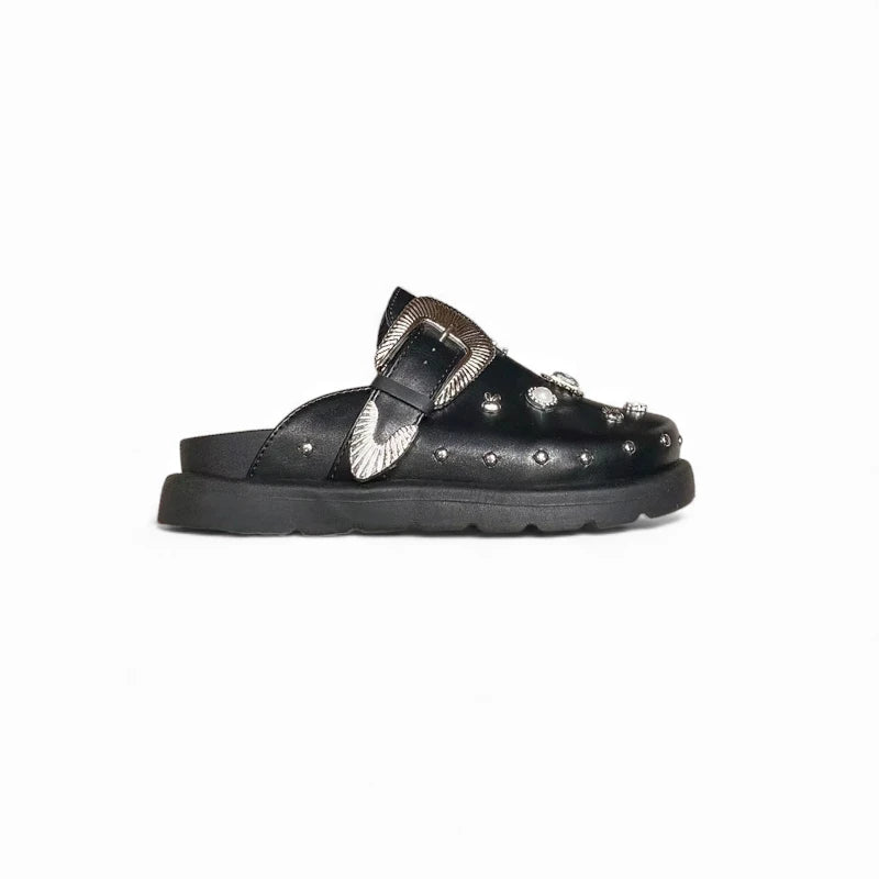 Sabots Cloutés Noir Style Cristal