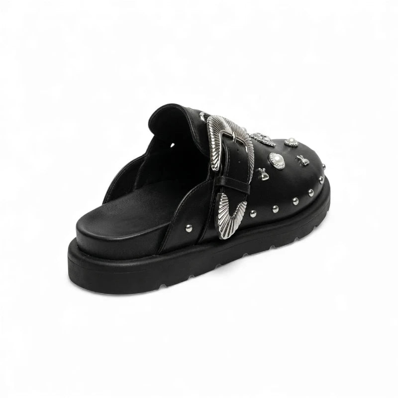 Sabots Cloutés Noir Style Cristal