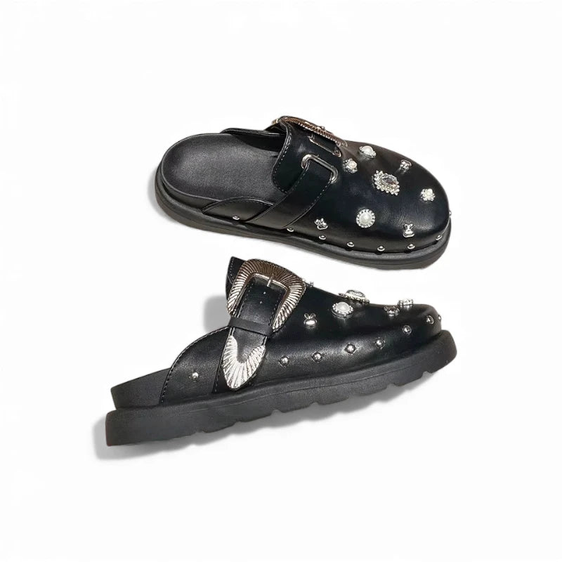 Sabots Cloutés Noir Style Cristal