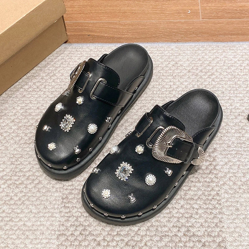 Sabots Cloutés Noir Style Cristal