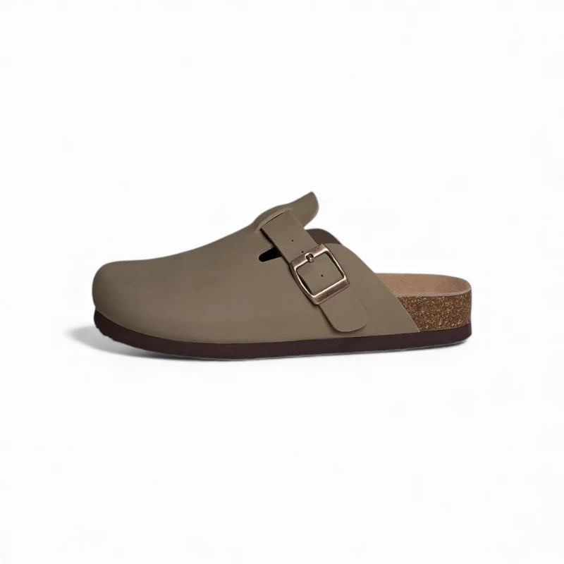 Sabots Mules en Cuir Marron Femme