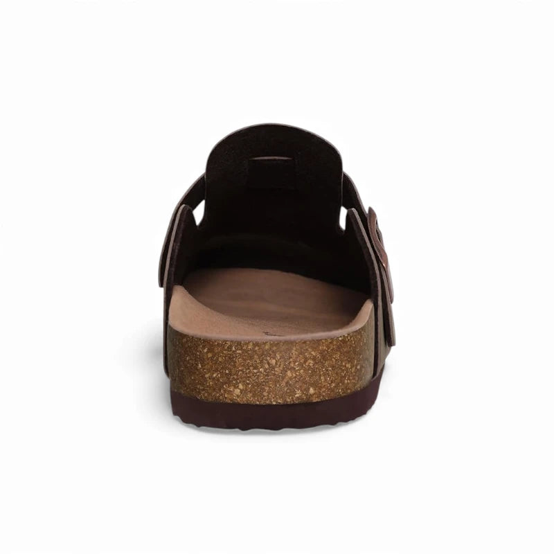 Sabots Mules en Cuir Marron Femme