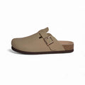Sabots Mules en Cuir Taupe Femme