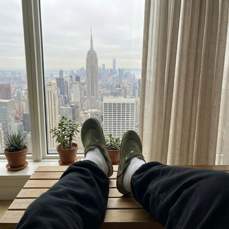 Mules Sabots Khaki Vert en Cuir Femme